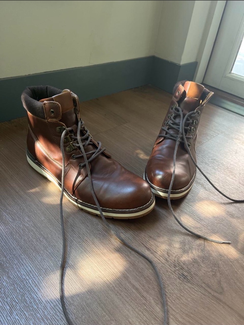 Target Men's Dark Brown Leather Lace-Up Ankle Boots